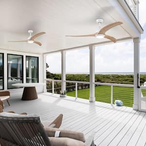 52 in. Indoor/Outdoor White LED Ceiling Fan with Remote Included