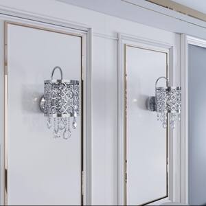 Indianapolis 1 - Light Chrome Wall Lamp Sconce with Crystal Pendant (Set of 2)