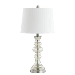 Jaiden 27 in. Silver/Ivory Curved Candlestick Table Lamp with Off-White Shade
