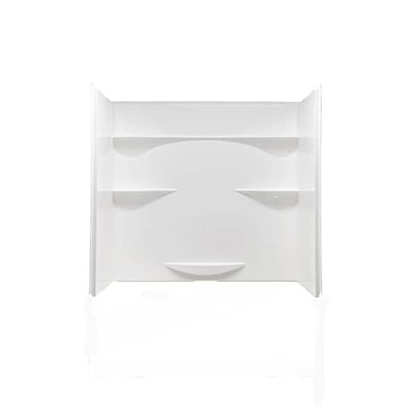 Aquatic 30 in. x 60 in. x 55.4 in. 3-piece Direct-to-Stud Alcove Shower Surround in White