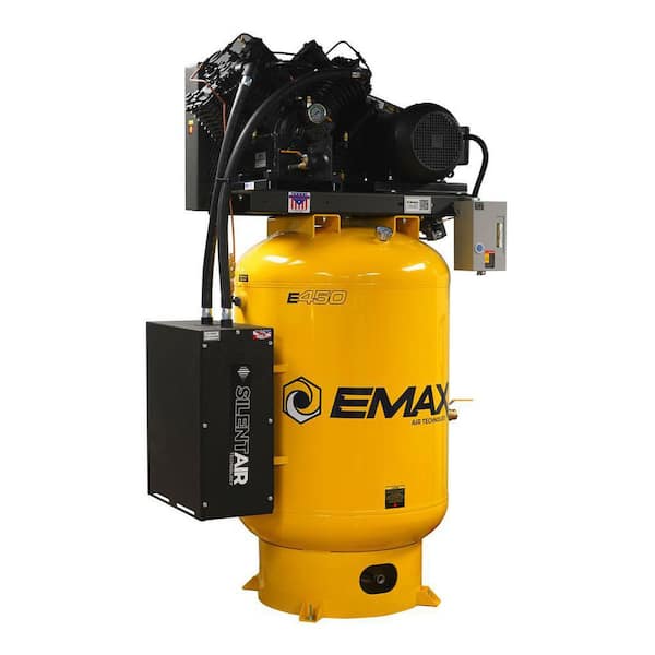 Silent Air 120 Gal. 175 PSI V4 38CFM Exclusive Single Phase Vertical Electric Air Compressor with Pressure Lube Pump