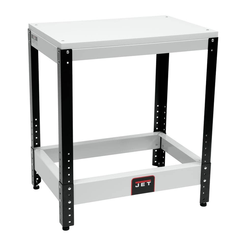 Adjustable Height Black and White Steel Benchtop Machine Table