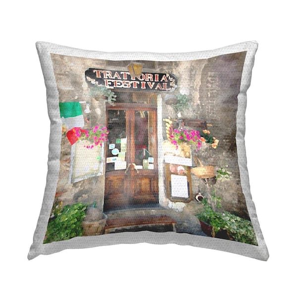 Stupell Industries Italian Festival Doorway Multi-Color Square Outdoor Throw Pillow
