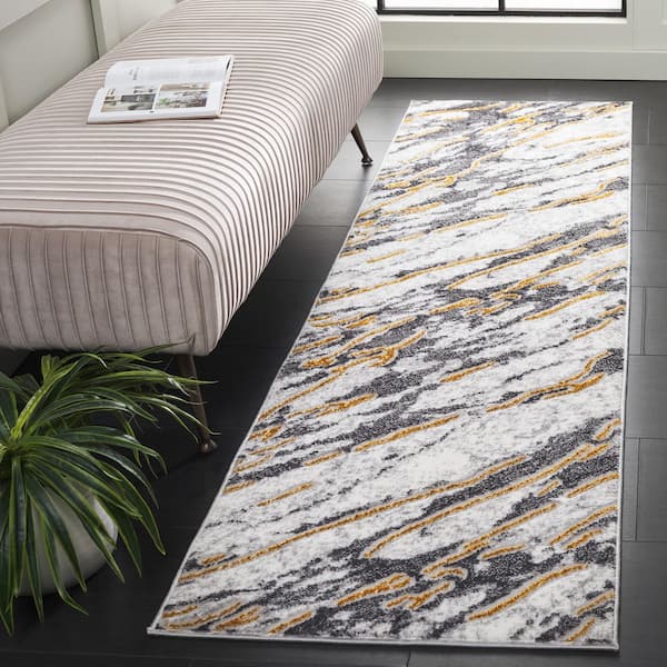Amelia 700 2 ft. x 8 ft.Ivory/Gray Abstract Runner Rug