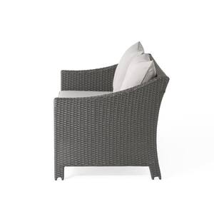 Antibes Grey 2-Piece Wicker Patio Conversation Set with Silver Cushions
