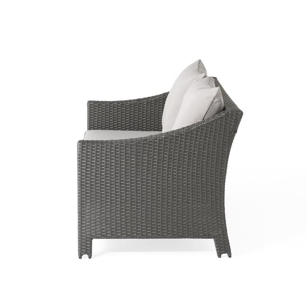 Antibes Grey 2-Piece Wicker Outdoor Patio Conversation Set with Silver Cushions