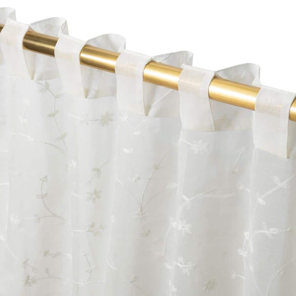 Ivory Embroidered Bloom Motif Room-Darkening Drape Panel