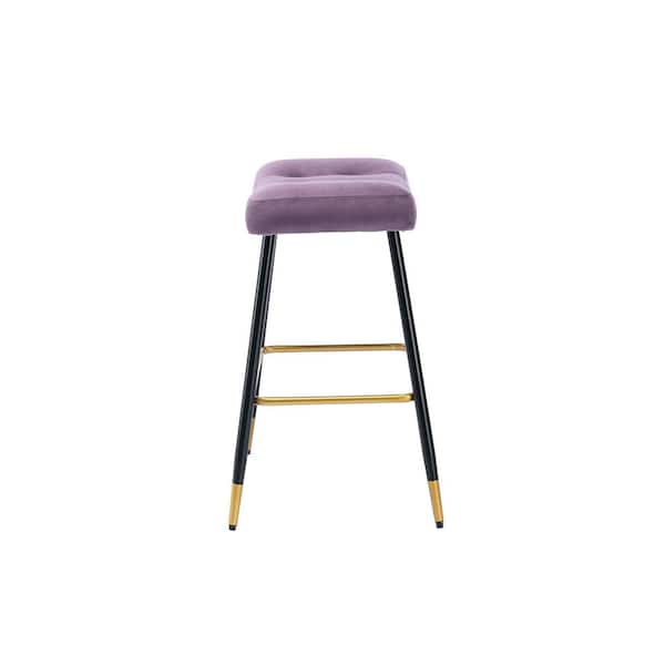 Jushua 26.34 in. Purple Backless Wood Frame Vintage Bar Stools Footrest Counter Height Dining Chairs