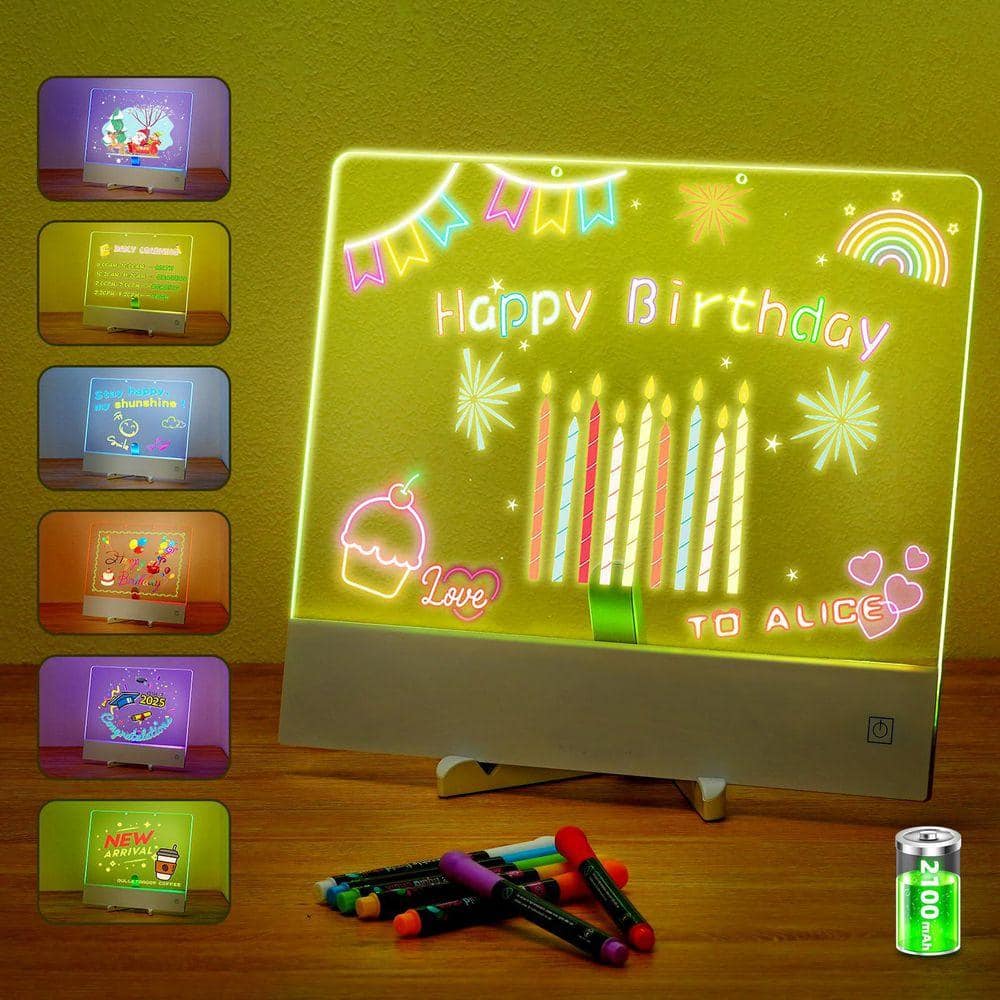 LED Drawing Board with 6-Color Lighting - Rechargeable Glow Note