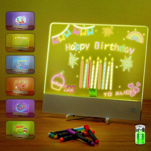 LED Drawing Board with 6-Color Lighting - Rechargeable Glow Note