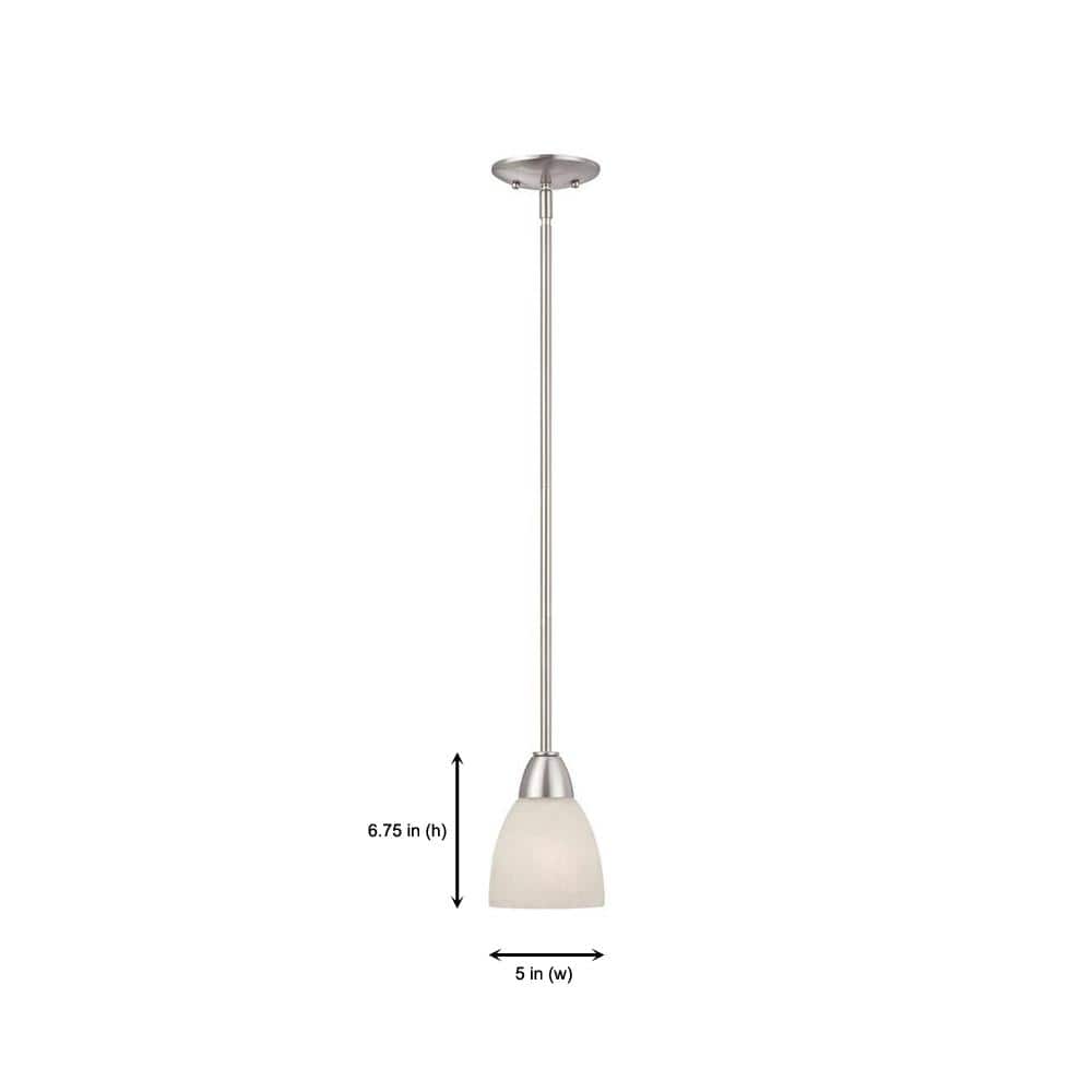 Brushed Nickel Mini Pendant Light with Alabaster Glass Shade
