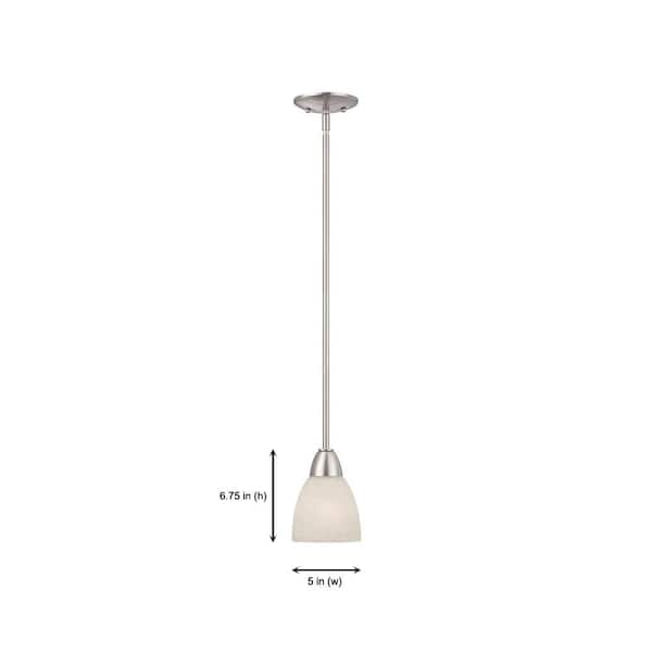 Designers Fountain - Torino 60-Watt 1-Light Brushed Nickel Transitional Mini Pendant Light with Alabaster Glass Shade and No Bulbs Included
