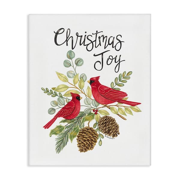 Stupell Industries Christmas Joy Cardinals byDeb Strain 1-Piece Unframed Graphic Print Typography Poster Art Print 30 in. x 24 in.