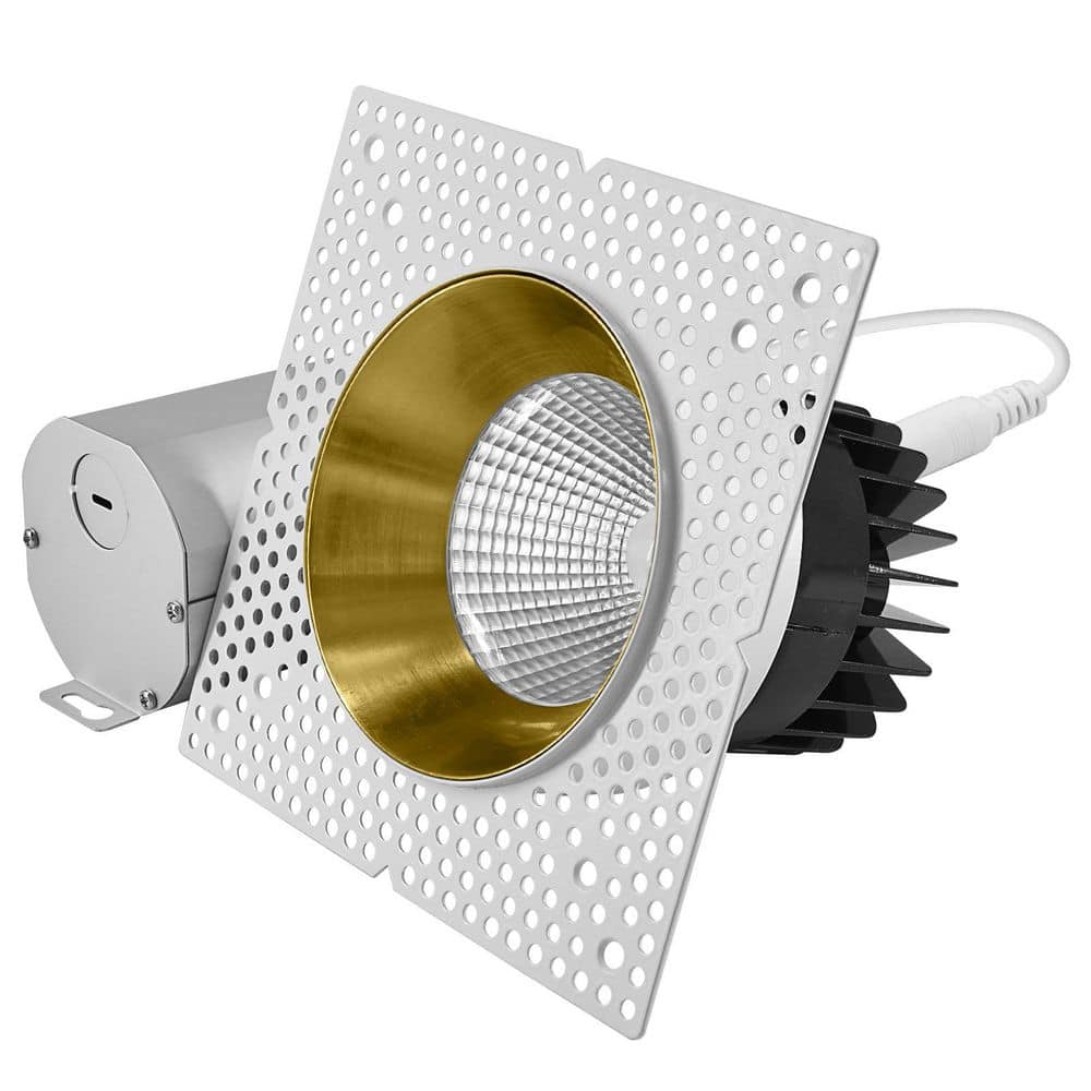 4 In. Integrated LED Trimless Recessed Light with Brass Trim, 25W, 2000LM, 5CCT, 60°, Dimmable, CRI90 White + Brass price history on PriceWatchPro