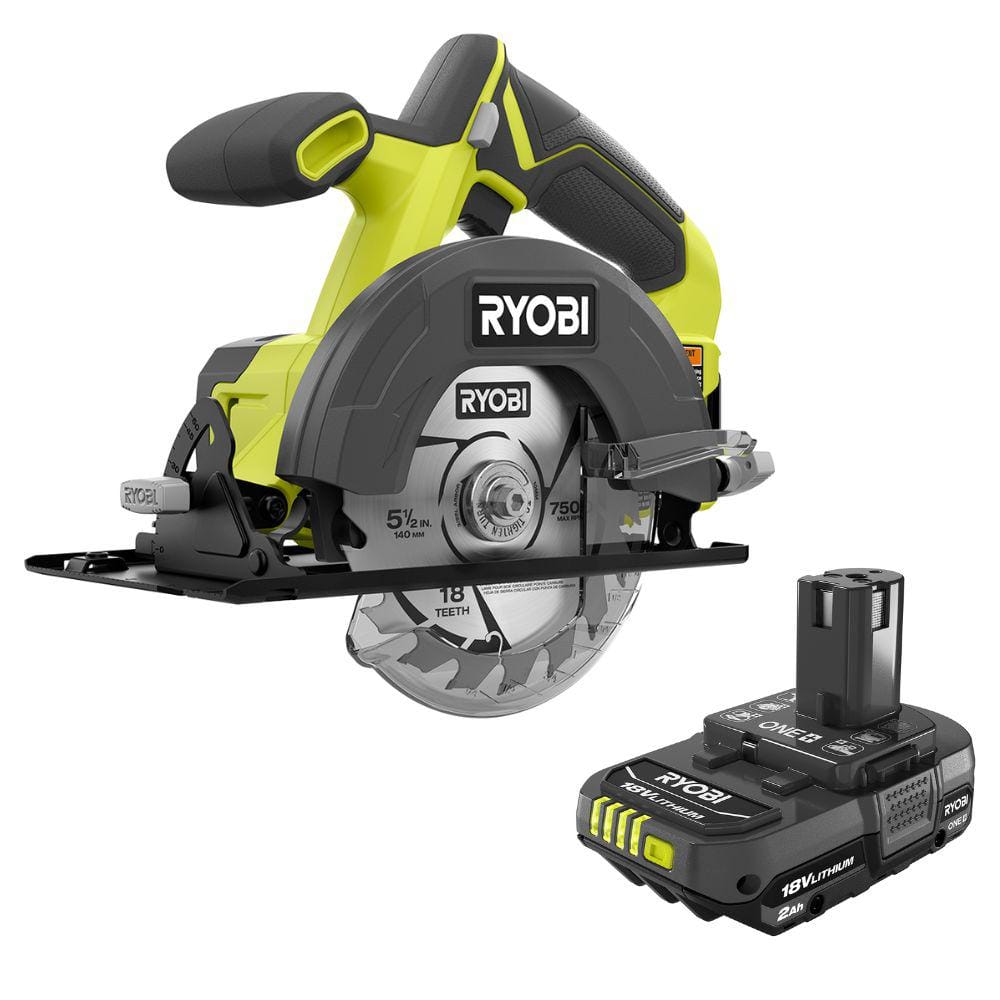 RYOBI ONE+ 18V Cordless 5 1/2 in. Circular Saw with ONE+ 18V 2.0 Ah ...