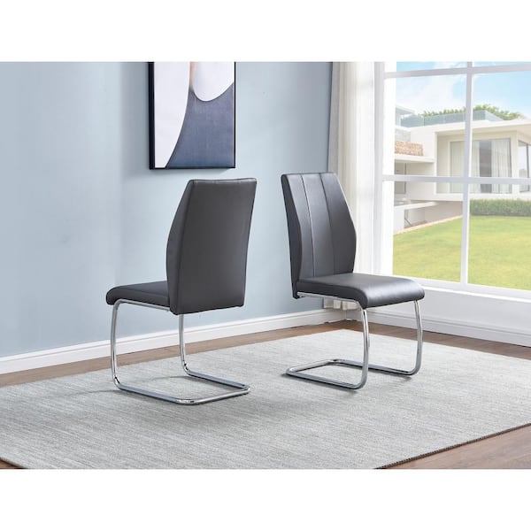 Pallab Gray Faux Leather Side Chair (Set of 2)