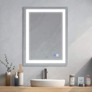 24 in. W x 32 in. H Medium Rectangular Frameless Dimmable Wall Bathroom Vanity Mirror in Silver