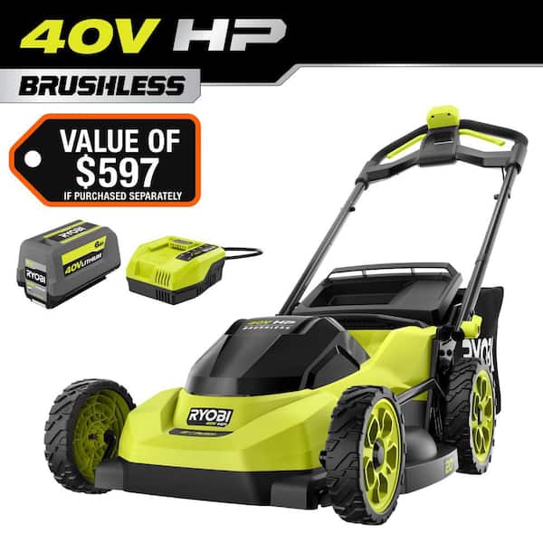 40V HP Brushless 20 in. Cordless Battery Walk Behind Push Lawn Mower with 6.0 Ah Battery and Charger