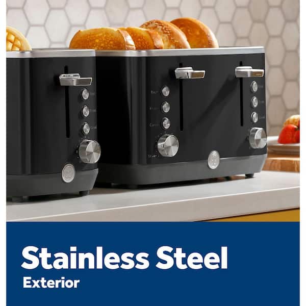 GE 4-Slice 1500 watt Black Toaster with 7 Shade Settings