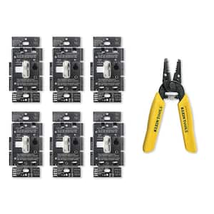 Toggler LED Dimmer Switch, White (6-Pack), and Klein 6-1/4 in. Wire Stripper/Cutter for 10-18 AWG Solid Wire