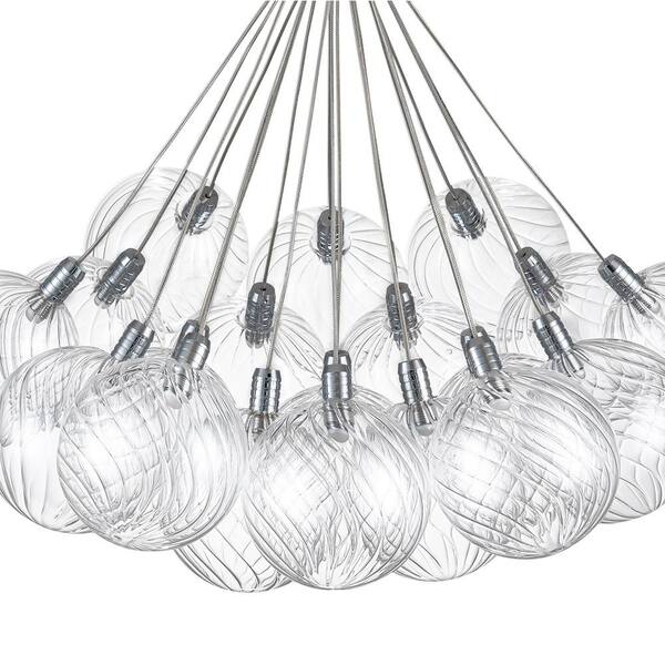 HUOKU Neuvy 19-Light Polished Chrome Cluster Pendant
