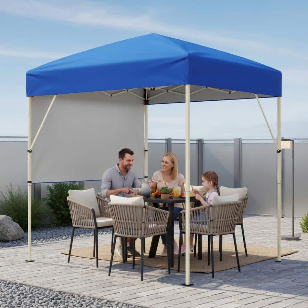 6 ft x 4 ft Pop-Up Canopy with Half Sidewall, UV-Resistant Fabric, Tool-Free Setup, Portable Shelter, Blue price history on PriceWatchPro