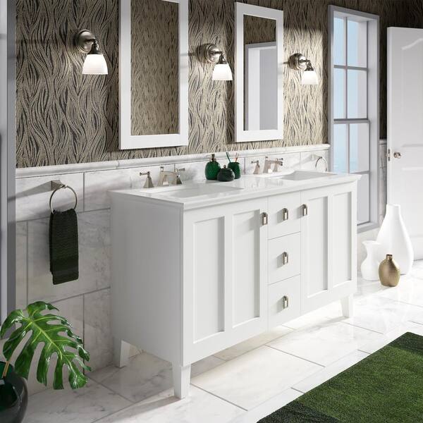 KOHLER Poplin 60 in. W x 22 in. D x 35 in. H Bathroom Vanity Cabinet without Top in Linen White