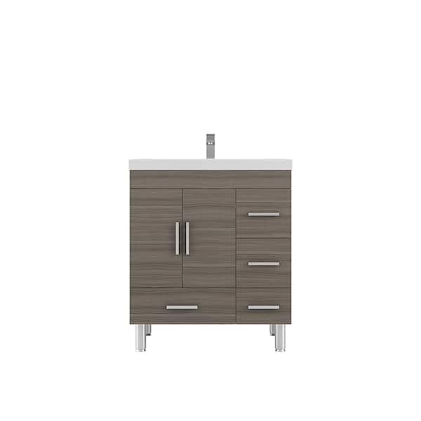 null Ripley 30 in. W x 19 in. D x 36 in. H Vanity in Gray with Acrylic Vanity Top in White with White Basin
