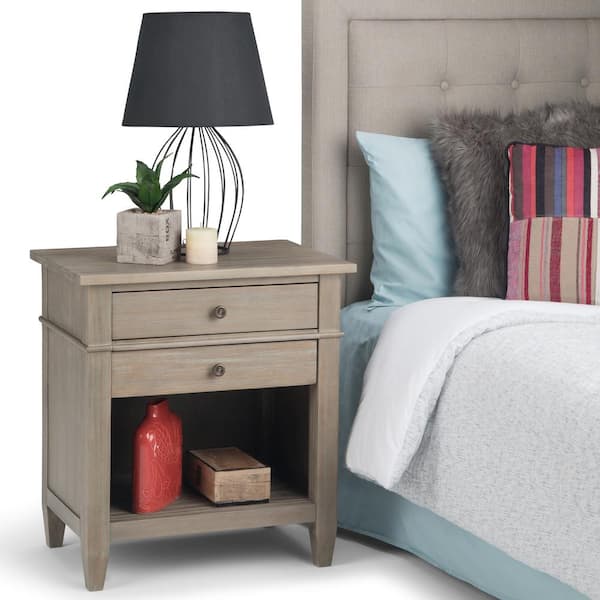 Simpli Home Carlton Bedside Table Distressed Grey