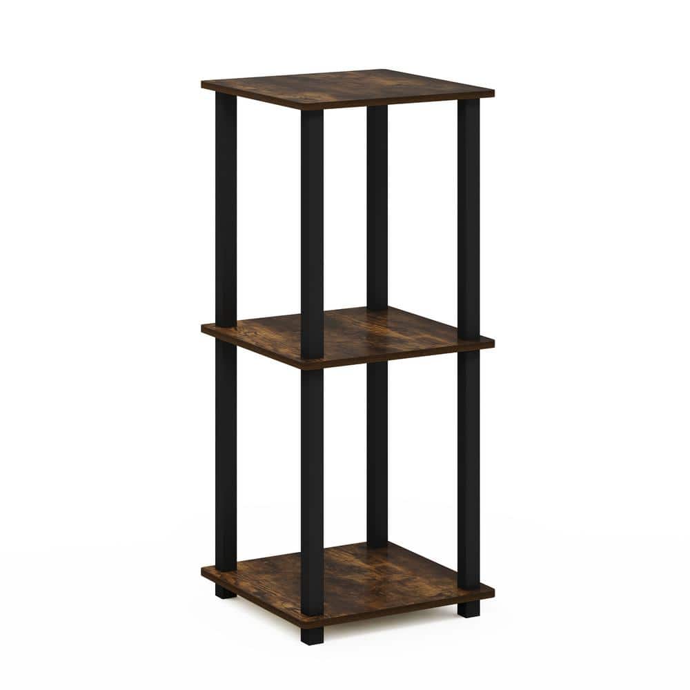 Amber Pine & Black Simplistic Wood End Table Set