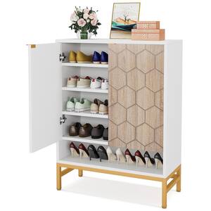 BYBLIGHT 31.5 in. W Brown Oak 24-Pairs Shoe Storage Cabinet, Free-Standing  Tipping Bucket Shoe Cabinet for Entryway BB-JW0280GX - The Home Depot