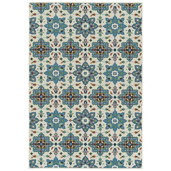 Kaleen Sunice Lt. Blue 7 ft. 2 in. x 10 ft. 5 in. Rectangle Residential Indoor/Outdoor Area Rug