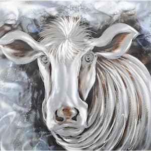Grey Cow Metal Wall Art