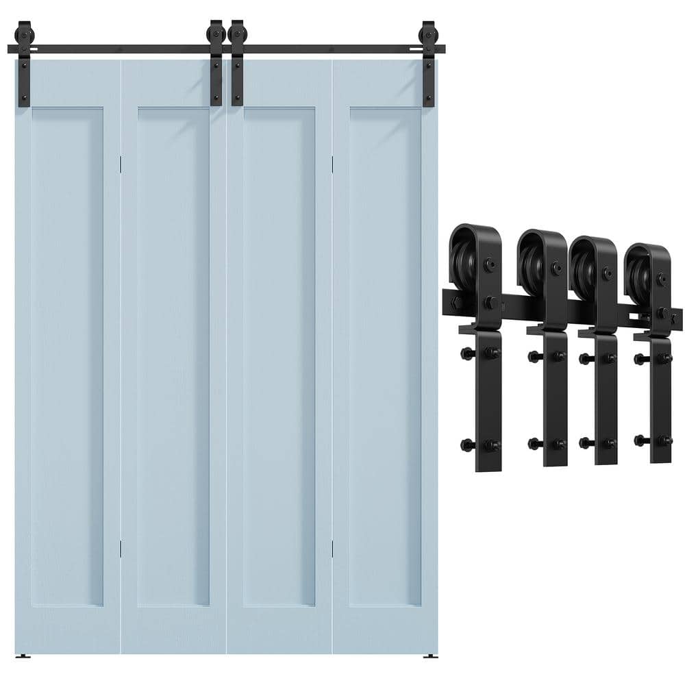 72-Inch Black Steel Bi-Fold Sliding Barn Door Hardware Kit