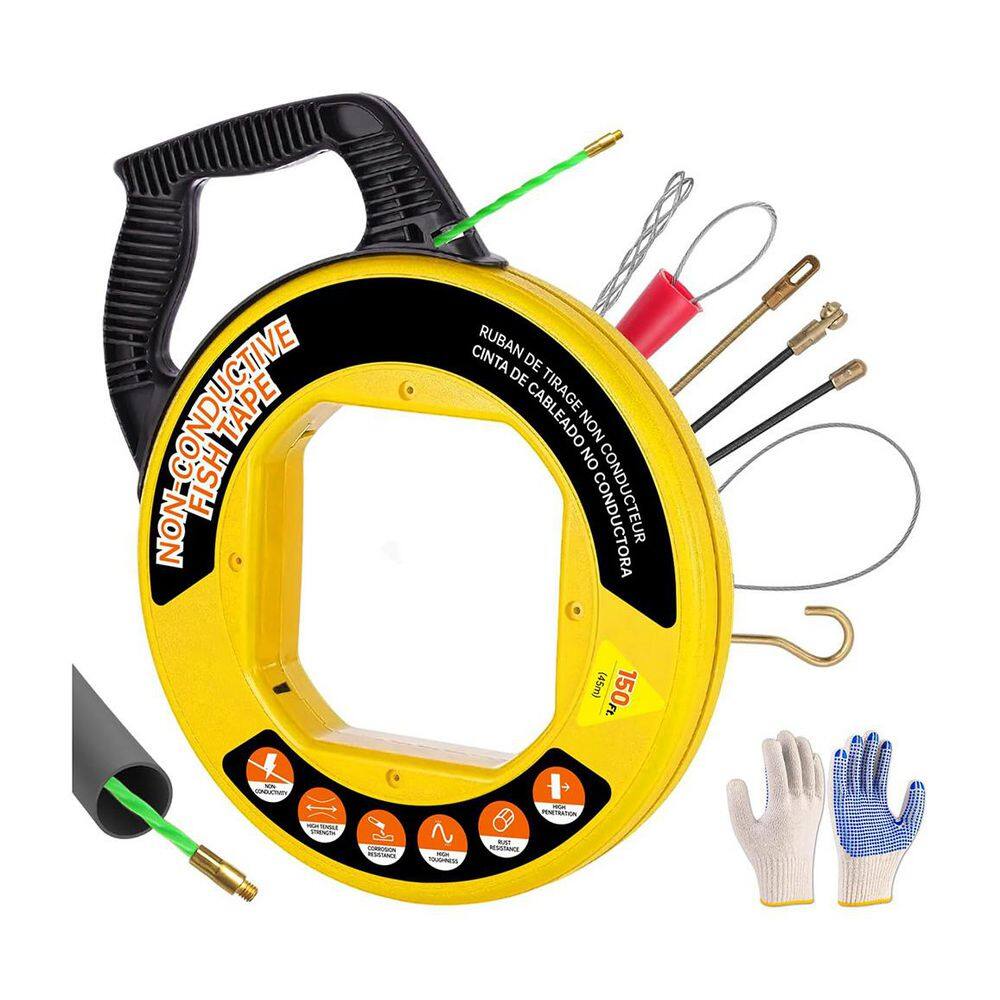 PET Wire Puller 150 ft. Electrical Fish Tape with 7 Adapters and Gloves, Flexible Wire Fishing Tool Kit price history on PriceWatchPro