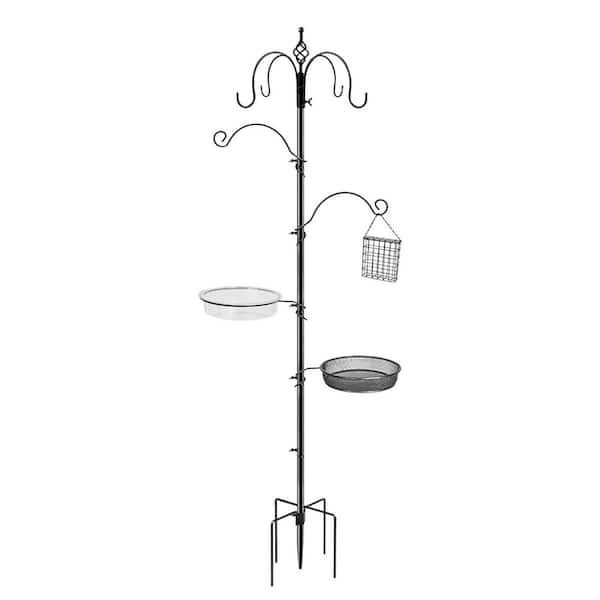 Unbranded 90.55 in. Bird Feeding Station, 4 Hook Outdoor Bird Feeding Station with Tray Hummingbird Feeder Stand