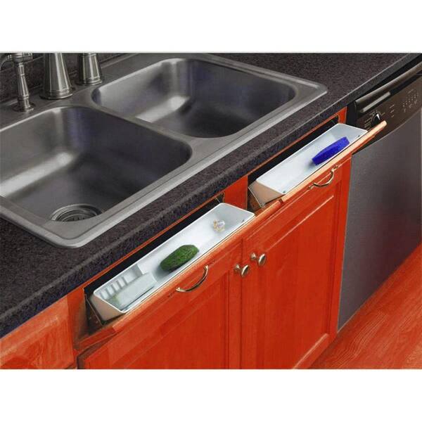 2 Pack 11 in. White Tip Out Tray for Kitchen with Hinges Front Sink Drawer, Drawer Front Clips Flip for Kitchen