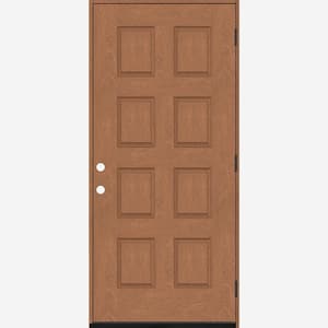 Regency 32 in. x 80 in. 8-Panel LHOS Autumn Wheat Stain Mahogany Fiberglass Prehung Front Door