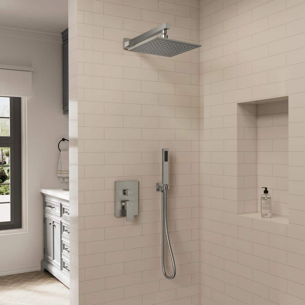 IntelliFlow 2-Spray 10 in.Wall Mount Shower Head 2.5 GPM with 3-Color LED Fixed in Brushed Nickel Valve Included price history on PriceWatchPro