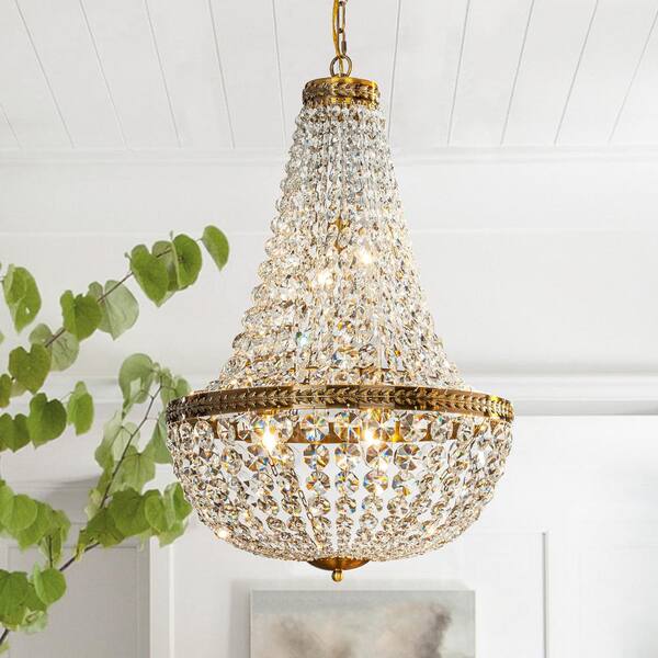 ALOA DECOR 4-Light Antique Gold 18 in. W Vintage and Glam Crystal ...