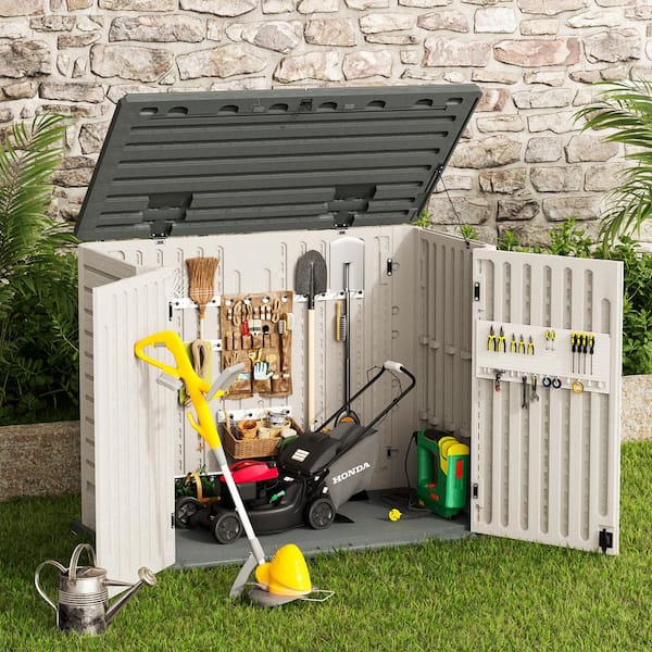 White With Gray 4. 2ft. W x 2. 3ft. D 260 Gallon Resin Deck Box