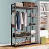 YOFE Light Ivory Wooden Clothes Rack with Metal Frame Closet Organizer  Portable Garment Rack with 2 Storage Box & Side Hook  CamyIY-GI41554W1162-crack01 - The Home Depot