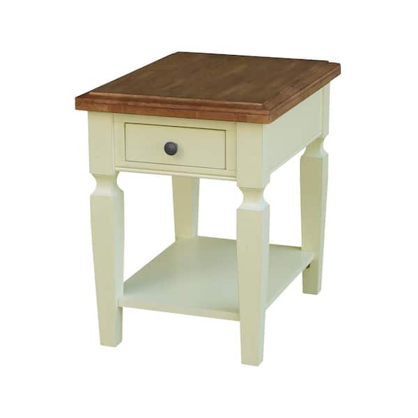 International Concepts 18 in. W Hickory/Shell Vista Solid Wood End Table