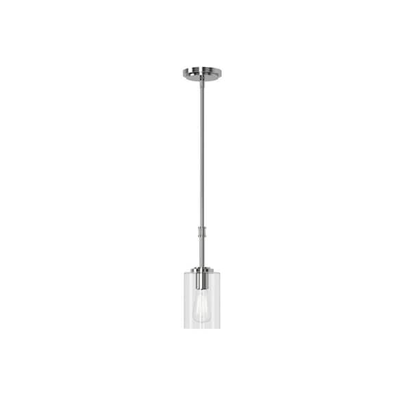 LumLight Wexton 5 in. Plug and Play 1-Light Brushed Nickel Pendant Light with SkyPlug