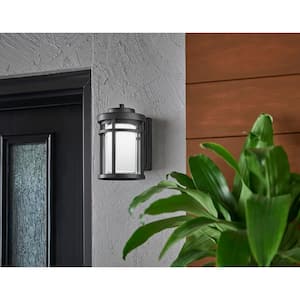 8.3 in. Black Outdoor LED Wall Lantern Sconce