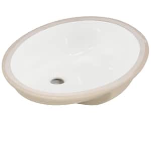 Oval Undermounted Bathroom Sink in White