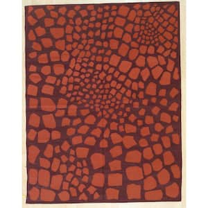 Handwoven Wool Orange 6 ft. x 8 ft. Contemporary Modern Flat Weave Area Rug