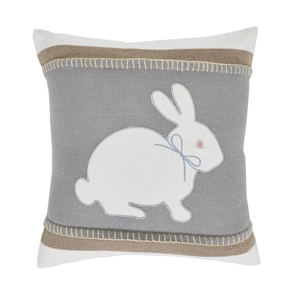 Burlap Applique Bunny Pillow - 18x18
