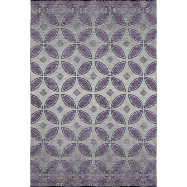 Mayfield Premium Machine Washable Abstract AMF2423 Plum 10 ft. x 14 ft. Area Rug