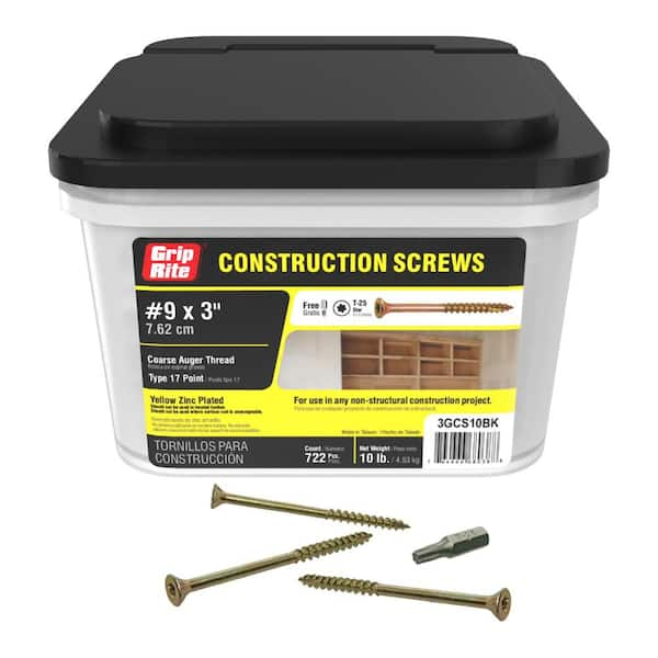 #9 x 3 in. Star Drive Dual Flat Head Coarse Construction Screws 10 lb. Box